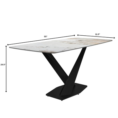 Voren Dining Table with Rectangular Tabletop with Gold/Black Stainless Steel Base - Elax Furniture
