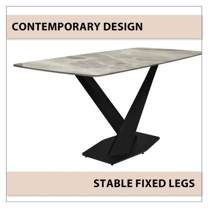 Voren Dining Table with Rectangular Tabletop with Gold/Black Stainless Steel Base - Elax Furniture