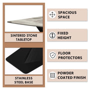 Voren Dining Table with Rectangular Tabletop with Gold/Black Stainless Steel Base - Elax Furniture