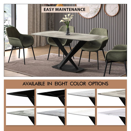 Voren Dining Table with Rectangular Tabletop with Gold/Black Stainless Steel Base - Elax Furniture