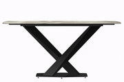 Voren Dining Table with Rectangular Tabletop with Gold/Black Stainless Steel Base - Elax Furniture