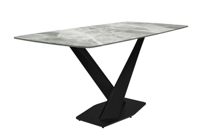 Voren Dining Table with Rectangular Tabletop with Gold/Black Stainless Steel Base - Elax Furniture
