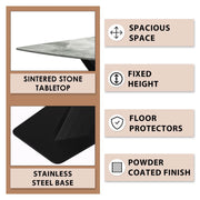 Voren Dining Table with Rectangular Tabletop with Gold/Black Stainless Steel Base - Elax Furniture
