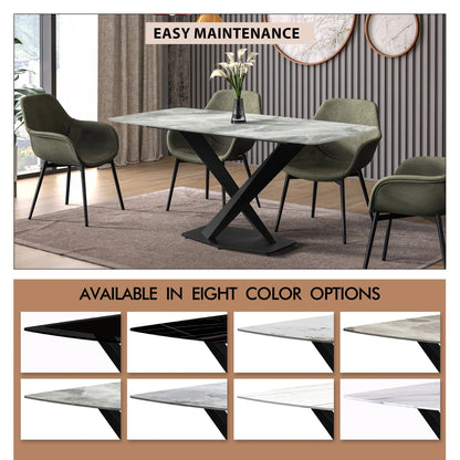 Voren Dining Table with Rectangular Tabletop with Gold/Black Stainless Steel Base - Elax Furniture