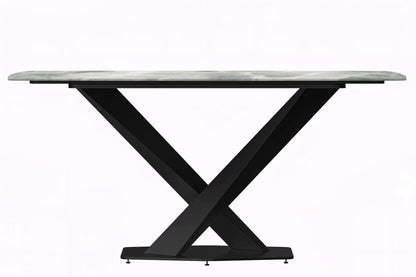Voren Dining Table with Rectangular Tabletop with Gold/Black Stainless Steel Base - Elax Furniture