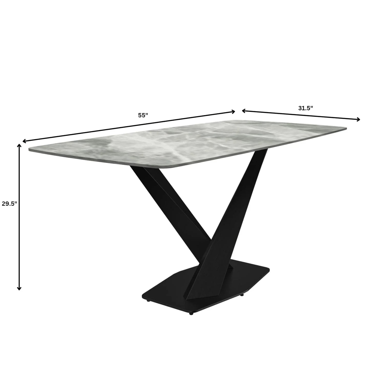 Voren Dining Table with Rectangular Tabletop with Gold/Black Stainless Steel Base - Elax Furniture