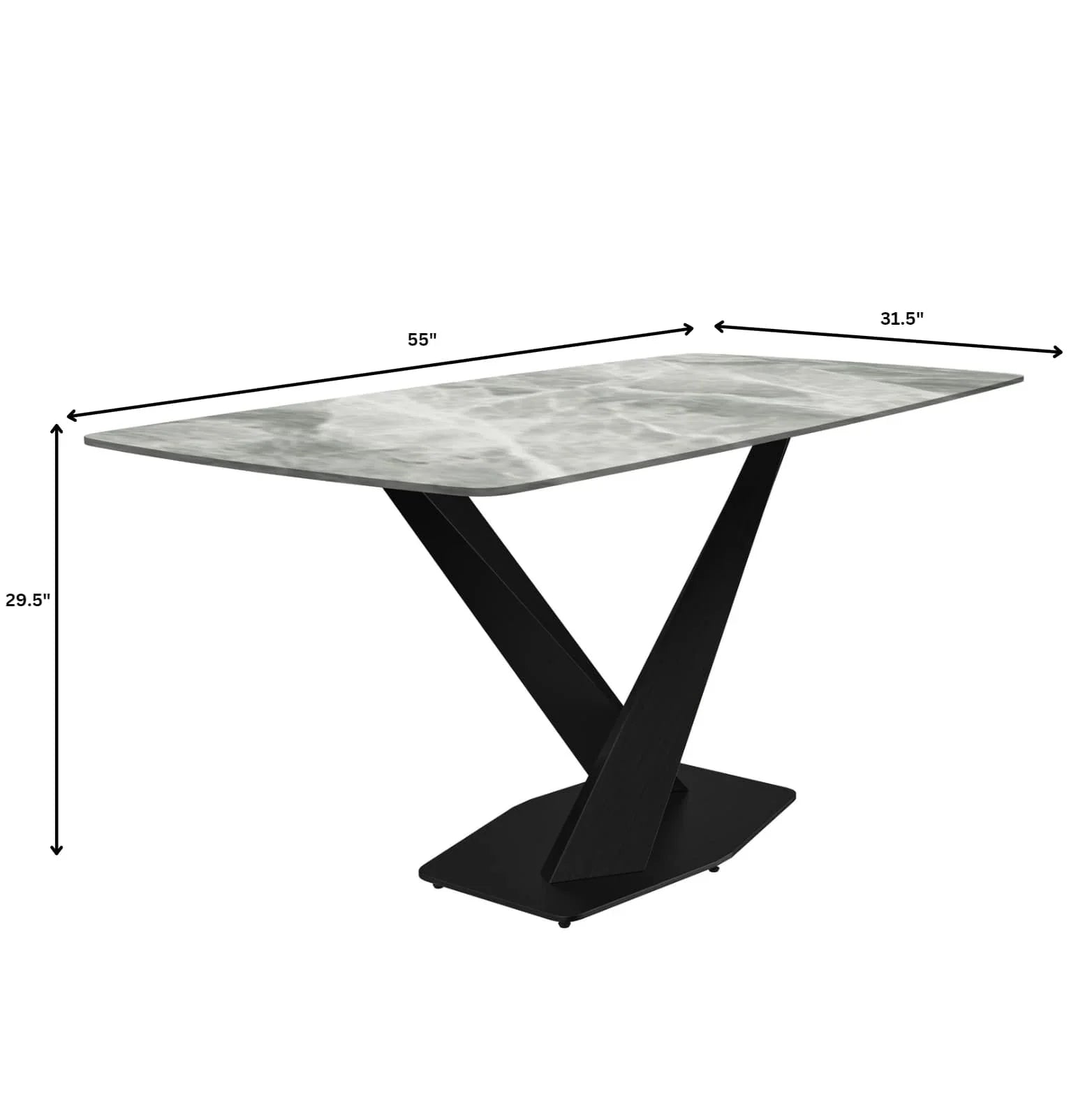 Voren Dining Table with Rectangular Tabletop with Gold/Black Stainless Steel Base - Elax Furniture