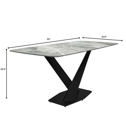 Voren Dining Table with Rectangular Tabletop with Gold/Black Stainless Steel Base - Elax Furniture