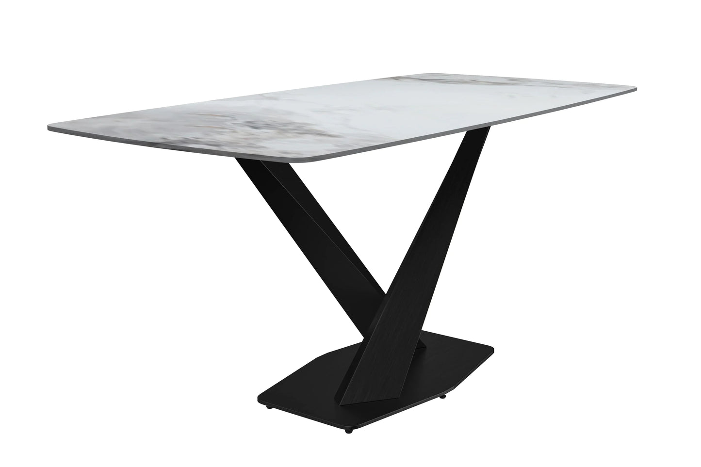 Voren Dining Table with Rectangular Tabletop with Gold/Black Stainless Steel Base - Elax Furniture