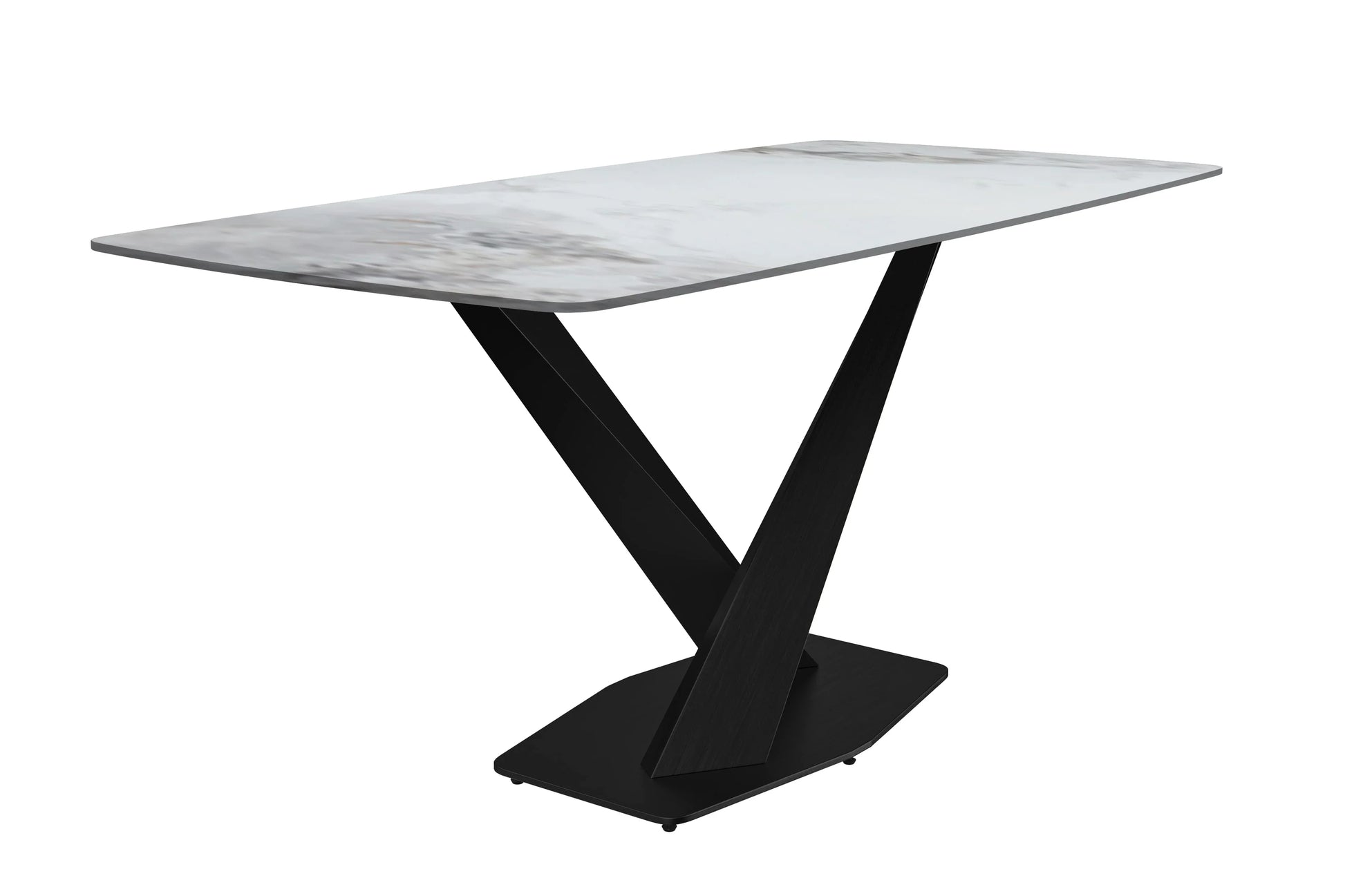 Voren Dining Table with Rectangular Tabletop with Gold/Black Stainless Steel Base - Elax Furniture