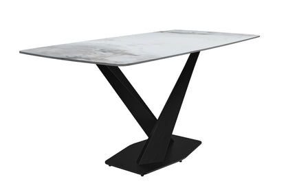 Voren Dining Table with Rectangular Tabletop with Gold/Black Stainless Steel Base - Elax Furniture