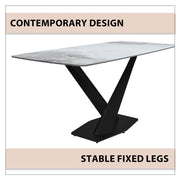 Voren Dining Table with Rectangular Tabletop with Gold/Black Stainless Steel Base - Elax Furniture