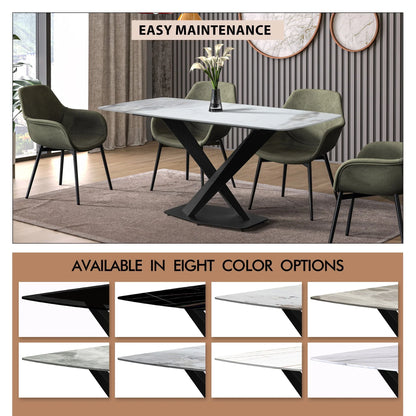 Voren Dining Table with Rectangular Tabletop with Gold/Black Stainless Steel Base - Elax Furniture