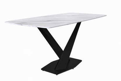 Voren Dining Table with Rectangular Tabletop with Gold/Black Stainless Steel Base - Elax Furniture