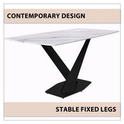 Voren Dining Table with Rectangular Tabletop with Gold/Black Stainless Steel Base - Elax Furniture