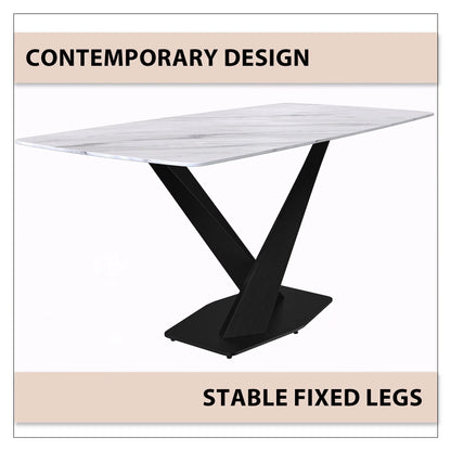 Voren Dining Table with Rectangular Tabletop with Gold/Black Stainless Steel Base - Elax Furniture