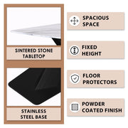 Voren Dining Table with Rectangular Tabletop with Gold/Black Stainless Steel Base - Elax Furniture