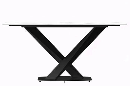 Voren Dining Table with Rectangular Tabletop with Gold/Black Stainless Steel Base - Elax Furniture