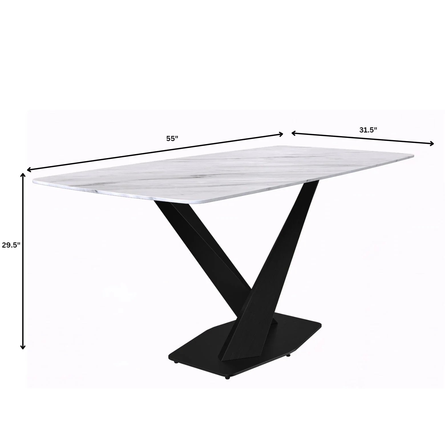Voren Dining Table with Rectangular Tabletop with Gold/Black Stainless Steel Base - Elax Furniture