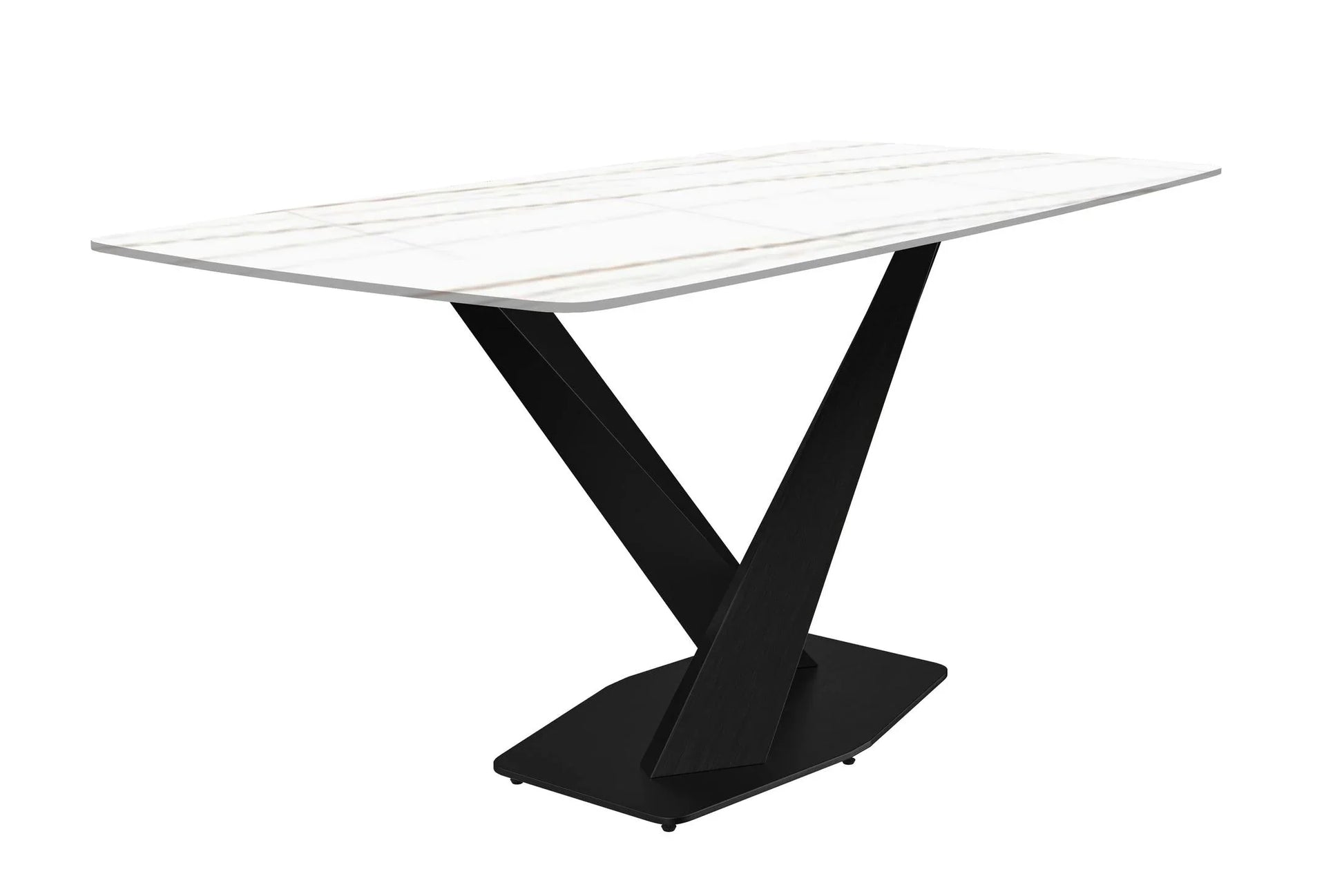 Voren Dining Table with Rectangular Tabletop with Gold/Black Stainless Steel Base - Elax Furniture