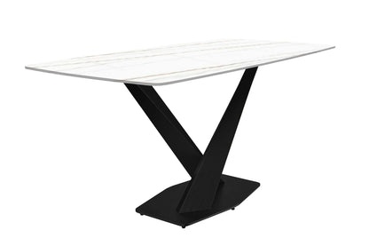 Voren Dining Table with Rectangular Tabletop with Gold/Black Stainless Steel Base - Elax Furniture