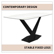 Voren Dining Table with Rectangular Tabletop with Gold/Black Stainless Steel Base - Elax Furniture