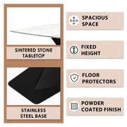 Voren Dining Table with Rectangular Tabletop with Gold/Black Stainless Steel Base - Elax Furniture