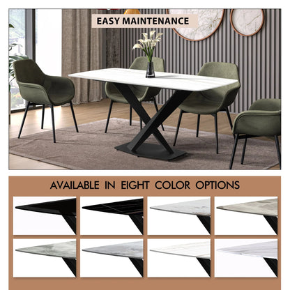 Voren Dining Table with Rectangular Tabletop with Gold/Black Stainless Steel Base - Elax Furniture