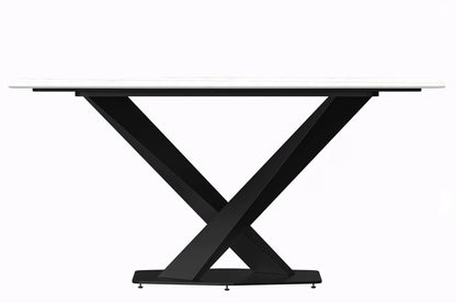 Voren Dining Table with Rectangular Tabletop with Gold/Black Stainless Steel Base - Elax Furniture