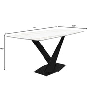 Voren Dining Table with Rectangular Tabletop with Gold/Black Stainless Steel Base - Elax Furniture