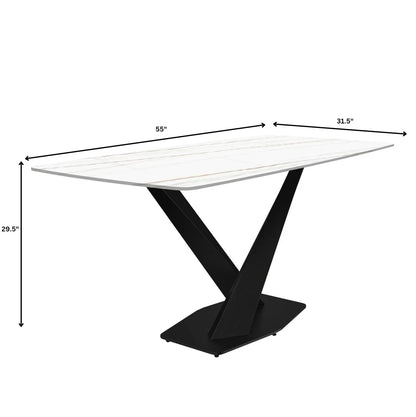 Voren Dining Table with Rectangular Tabletop with Gold/Black Stainless Steel Base - Elax Furniture