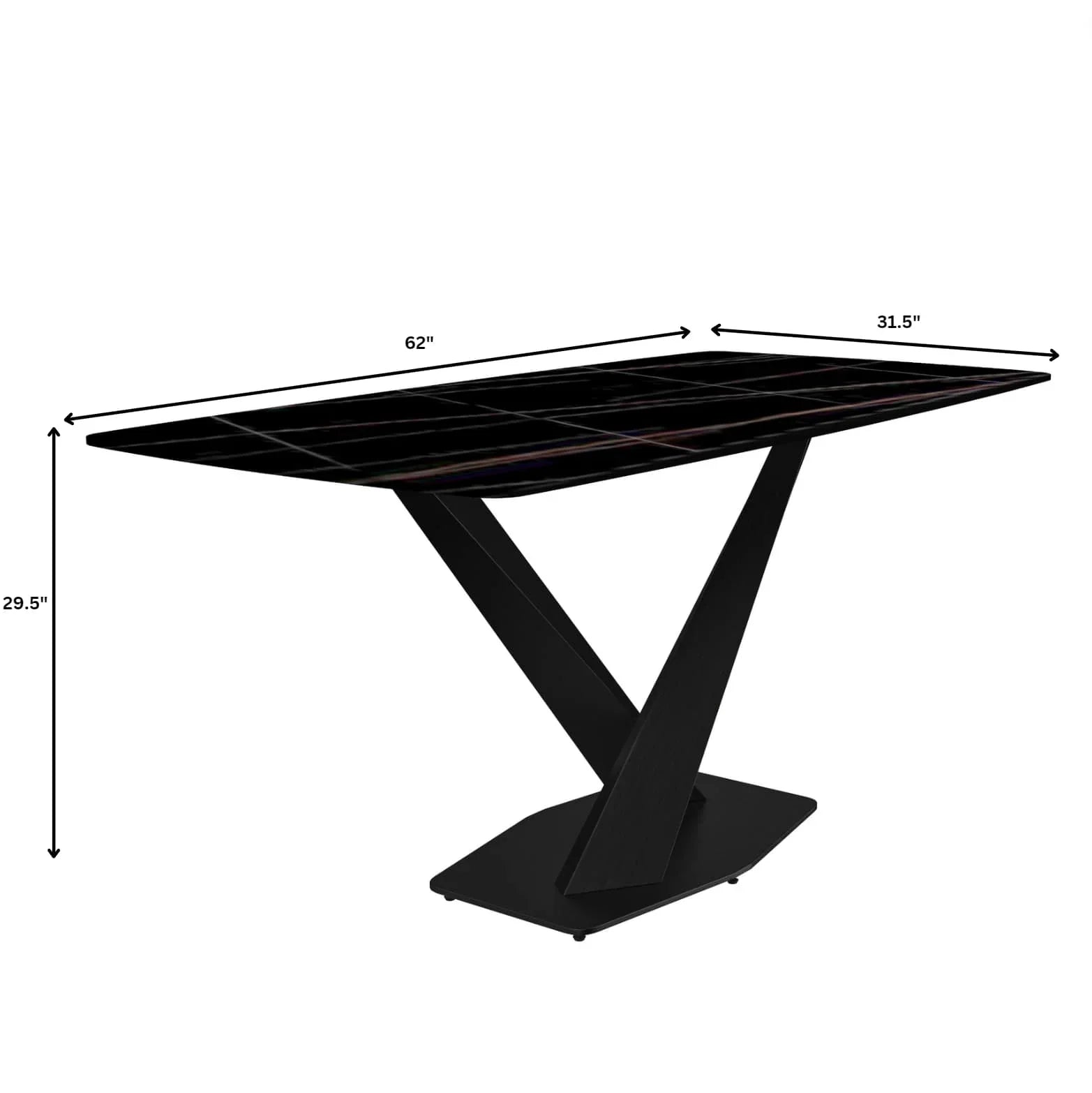 Voren Dining Table with Rectangular Tabletop with Gold/Black Stainless Steel Base - Elax Furniture