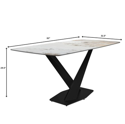 Voren Dining Table with Rectangular Tabletop with Gold/Black Stainless Steel Base - Elax Furniture