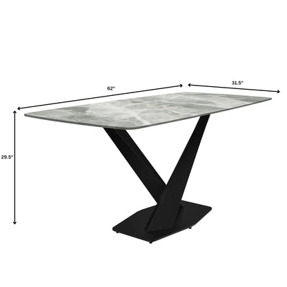 Voren Dining Table with Rectangular Tabletop with Gold/Black Stainless Steel Base - Elax Furniture