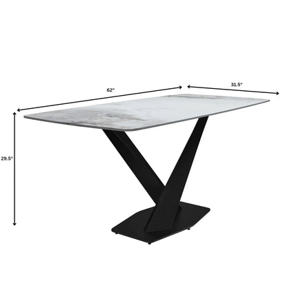 Voren Dining Table with Rectangular Tabletop with Gold/Black Stainless Steel Base - Elax Furniture