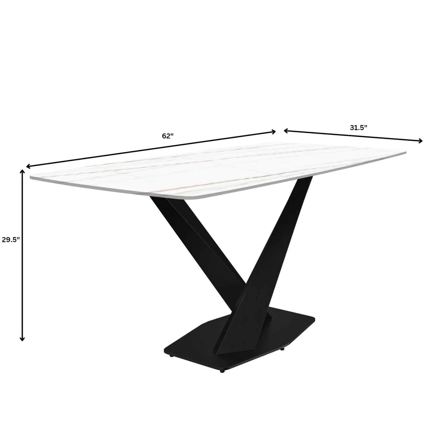 Voren Dining Table with Rectangular Tabletop with Gold/Black Stainless Steel Base - Elax Furniture