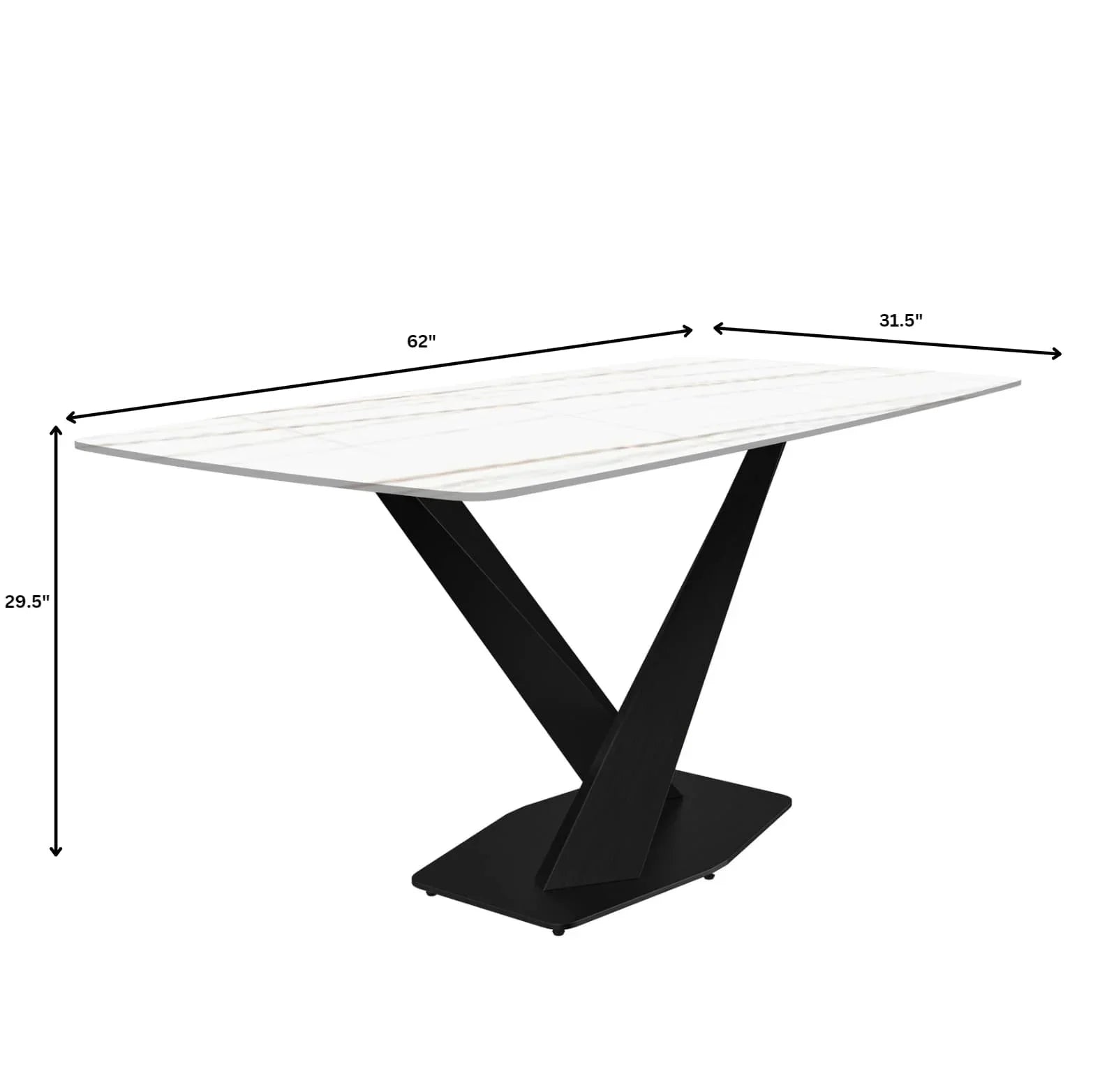 Voren Dining Table with Rectangular Tabletop with Gold/Black Stainless Steel Base - Elax Furniture