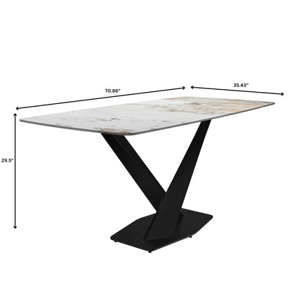 Voren Dining Table with Rectangular Tabletop with Gold/Black Stainless Steel Base - Elax Furniture