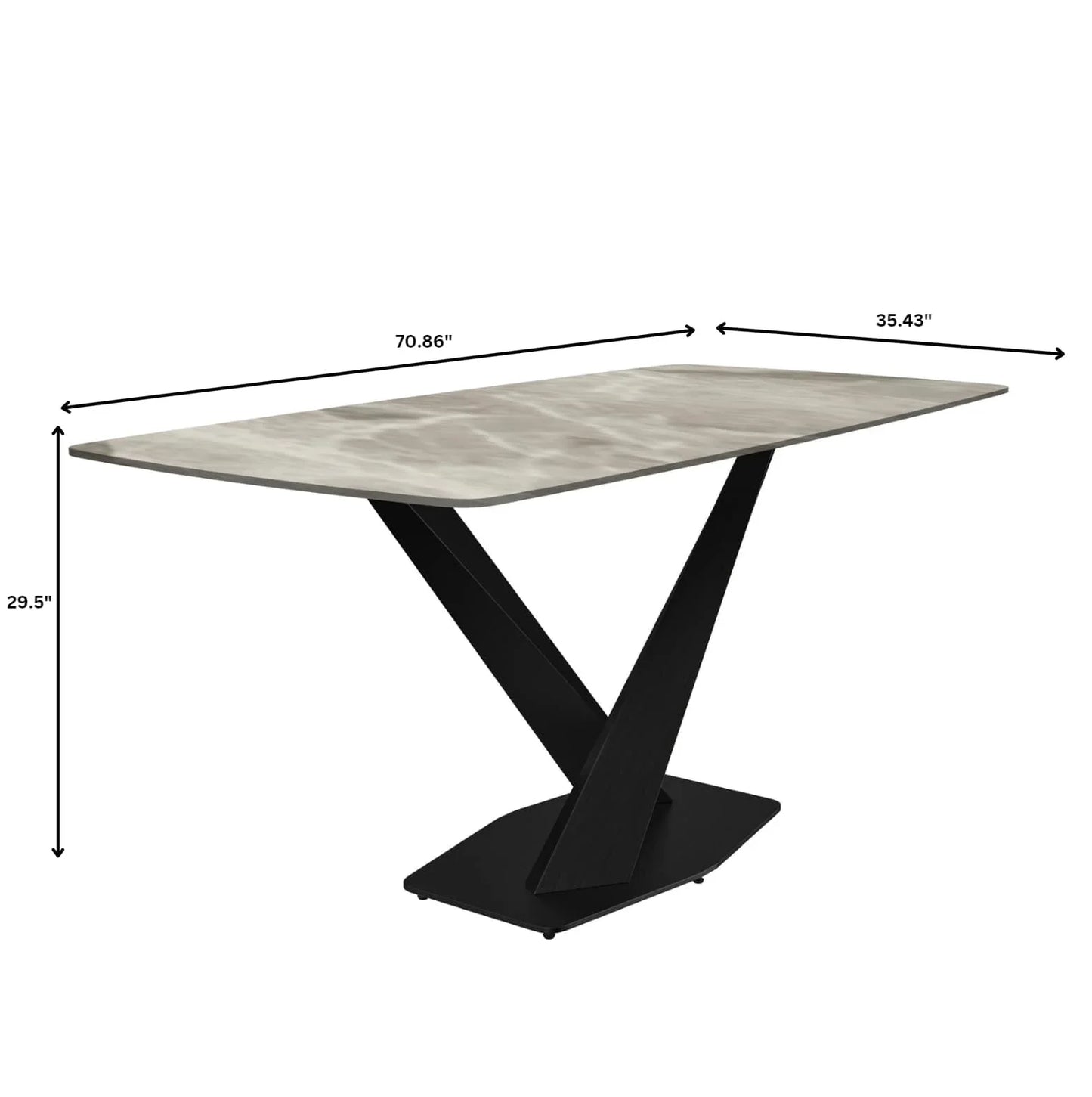 Voren Dining Table with Rectangular Tabletop with Gold/Black Stainless Steel Base - Elax Furniture