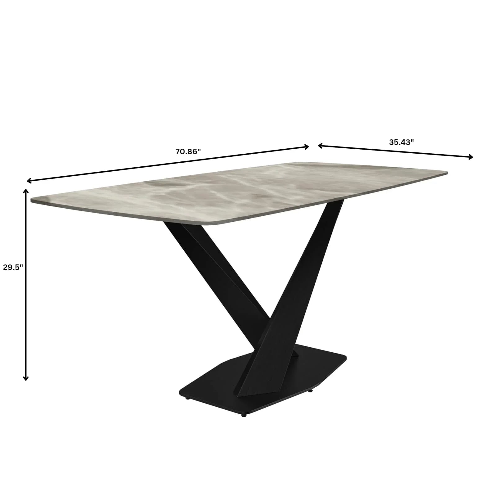 Voren Dining Table with Rectangular Tabletop with Gold/Black Stainless Steel Base - Elax Furniture