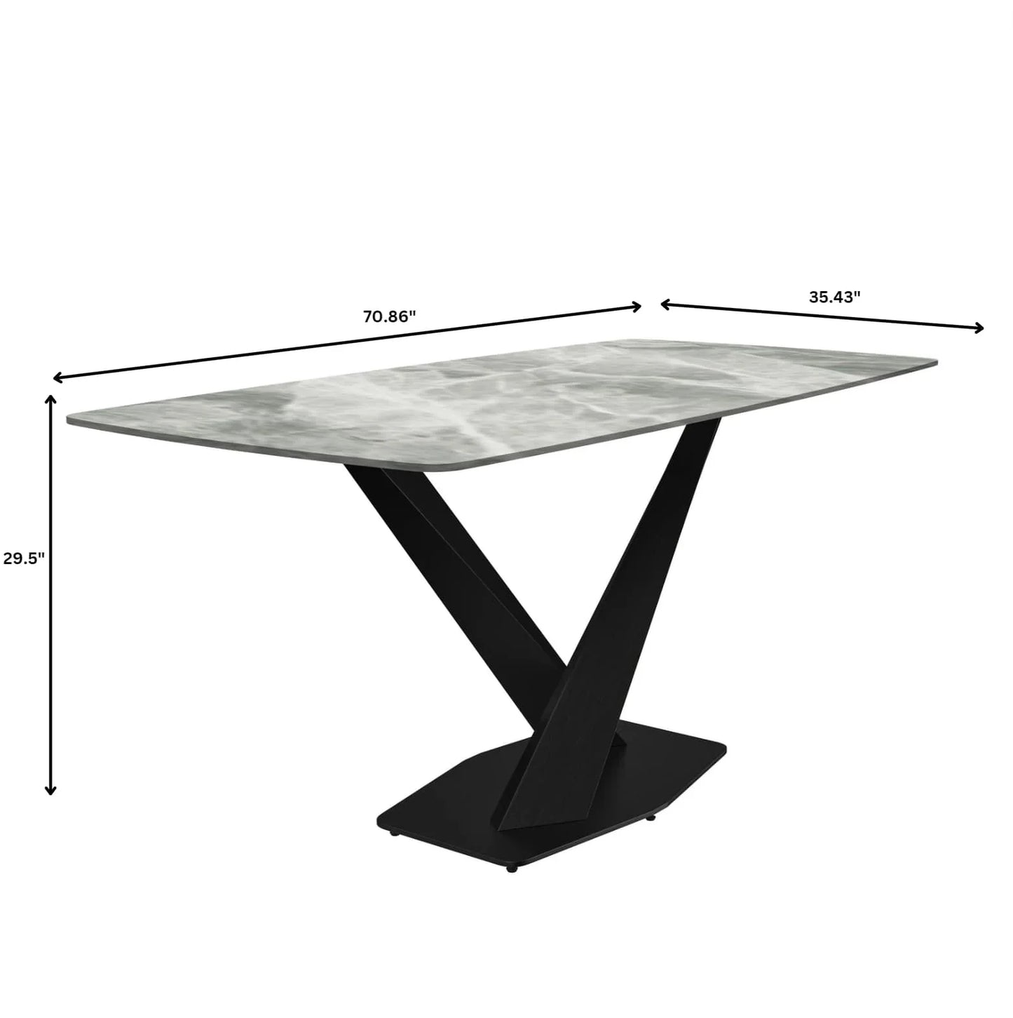 Voren Dining Table with Rectangular Tabletop with Gold/Black Stainless Steel Base - Elax Furniture