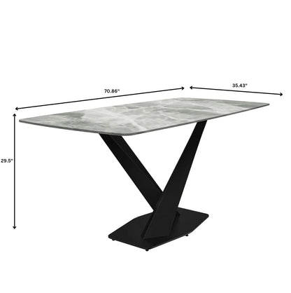 Voren Dining Table with Rectangular Tabletop with Gold/Black Stainless Steel Base - Elax Furniture