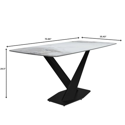 Voren Dining Table with Rectangular Tabletop with Gold/Black Stainless Steel Base - Elax Furniture