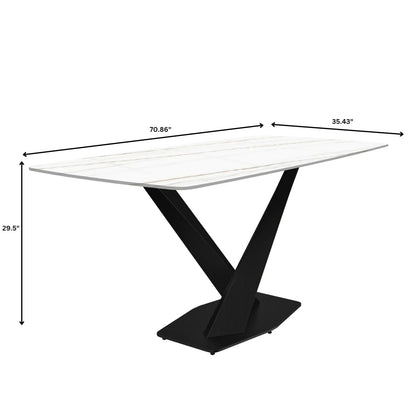 Voren Dining Table with Rectangular Tabletop with Gold/Black Stainless Steel Base - Elax Furniture