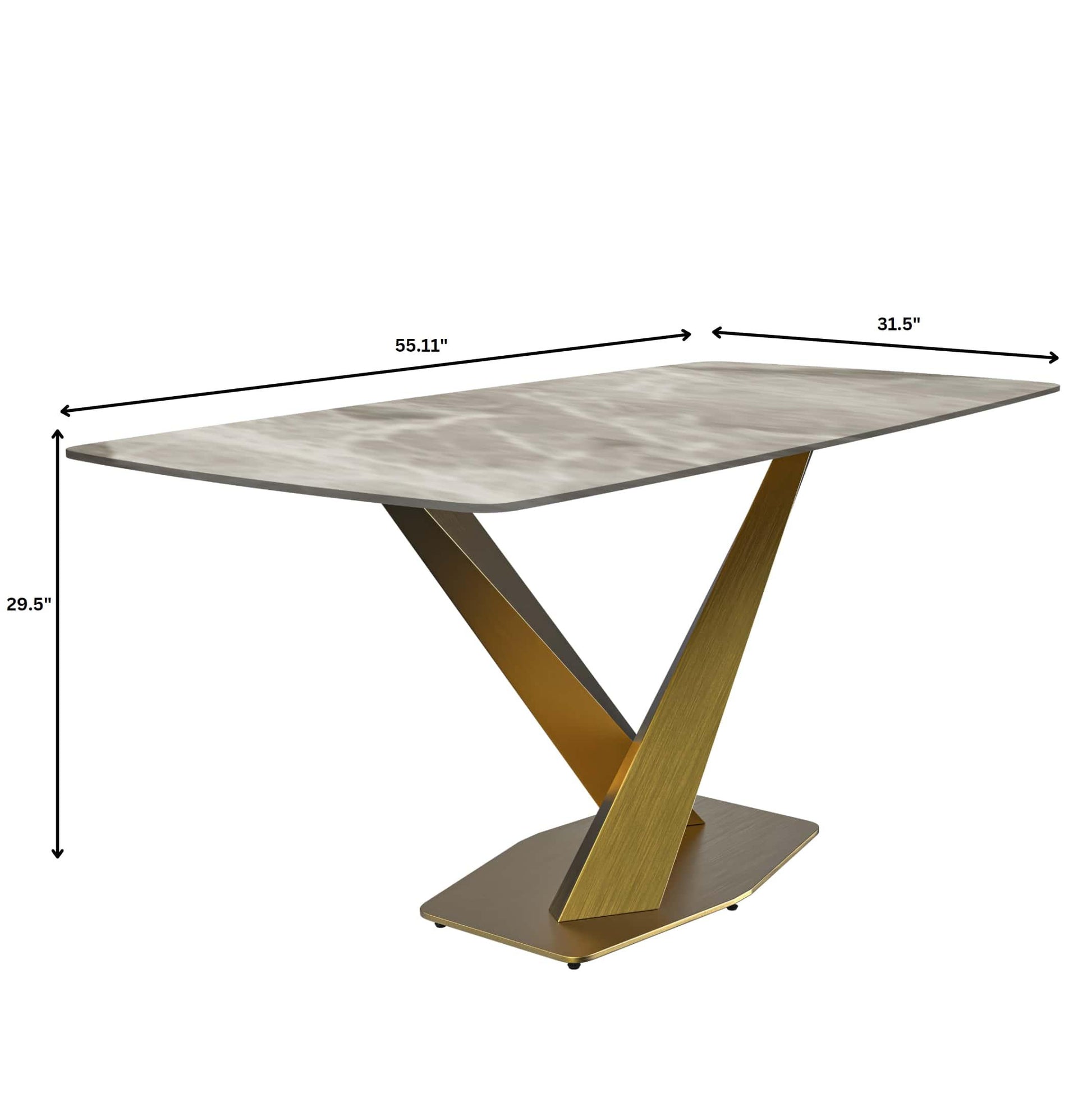 Voren Dining Table with Rectangular Tabletop with Gold/Black Stainless Steel Base - Elax Furniture