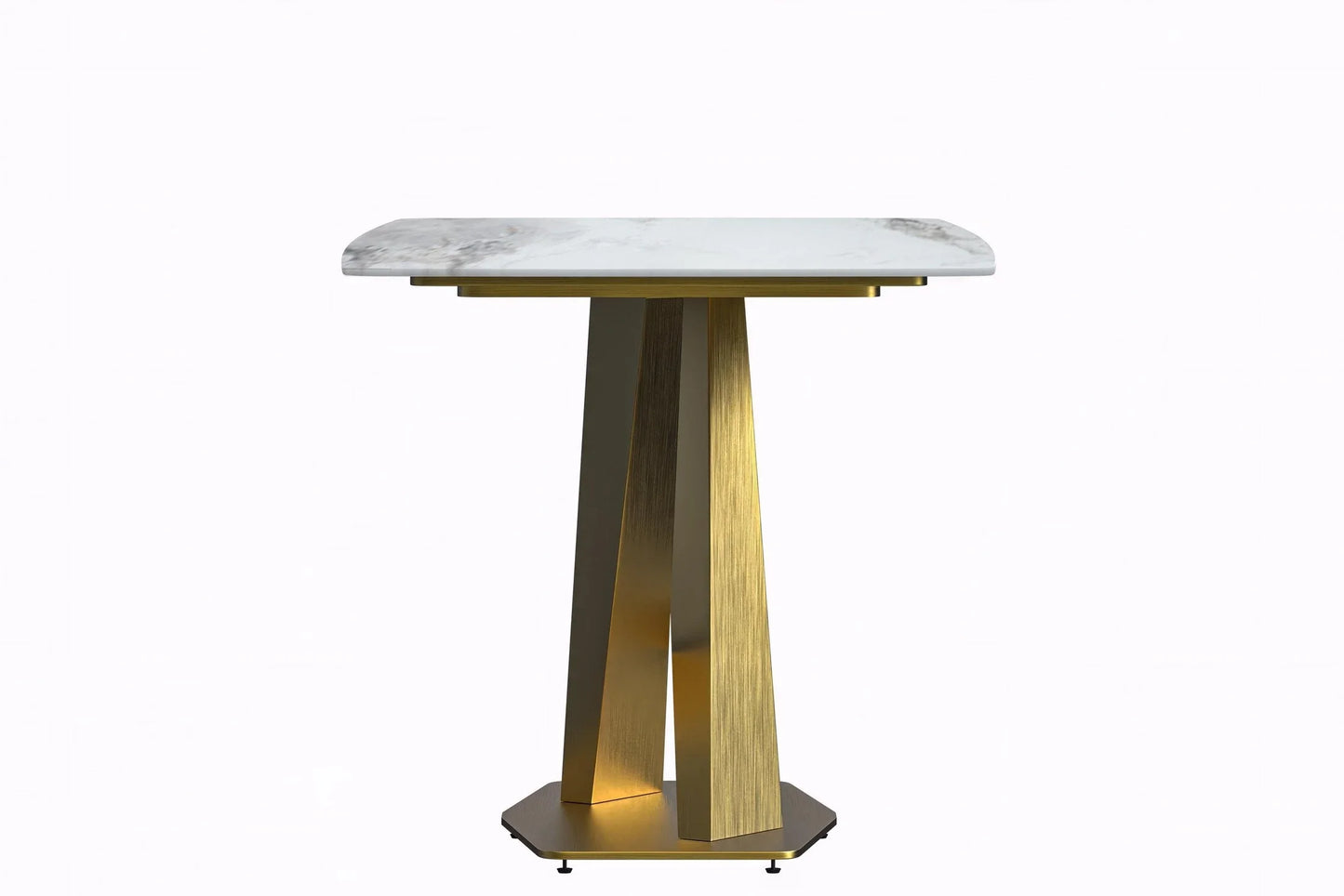 Voren Dining Table with Rectangular Tabletop with Gold/Black Stainless Steel Base - Elax Furniture