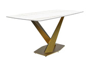 Voren Dining Table with Rectangular Tabletop with Gold/Black Stainless Steel Base - Elax Furniture