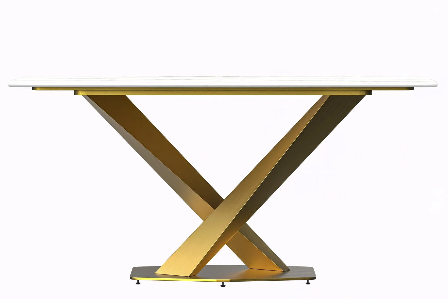 Voren Dining Table with Rectangular Tabletop with Gold/Black Stainless Steel Base - Elax Furniture