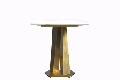Voren Dining Table with Rectangular Tabletop with Gold/Black Stainless Steel Base - Elax Furniture