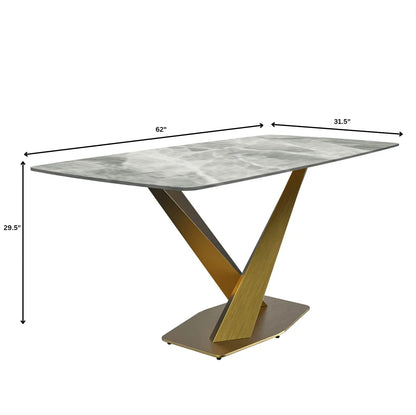 Voren Dining Table with Rectangular Tabletop with Gold/Black Stainless Steel Base - Elax Furniture